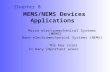 MEMS/NEMS Devices Applications Micro-electromechanical Systems (MEMS) Nano-electromechanical Systems (NEMS) The key roles in many important areas Chapter.