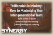 “Millennials in Ministry: Keys to Maximizing Your Inter-generational Team By Dr. Jolene Erlacher  jolene@leadingtomorrow.org.
