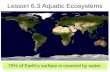 Lesson 6.3 Aquatic Ecosystems 75% of Earth’s surface is covered by water.