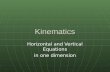 Kinematics Horizontal and Vertical Equations in one dimension.