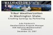 Tribal Weatherization in Washington State: Creating Synergy by Partnering Julie Palakovich Weatherization Program Manager DOE National Weatherization Conference.