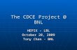 The CDCE Project @ BNL HEPIX – LBL October 28, 2009 Tony Chan - BNL.