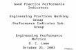 Good Practice Performance Indicators Engineering Practices Working Group Performance Indicator Sub-Group Engineering Performance Metrics D. C. Lowe October.