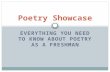 EVERYTHING YOU NEED TO KNOW ABOUT POETRY AS A FRESHMAN Poetry Showcase.