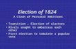 Election of 1824 A Clash of Personal Ambitions Transition – Election of electors Rivals sought to embarrass each other First election to tabulate a popular.
