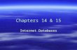Chapters 14 & 15 Internet Databases. E-Commerce  Bringing new products, services, or ideas to market, supporting and enhancing business operations
