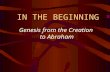 IN THE BEGINNING Genesis from the Creation to Abraham.