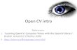 Open CV intro References: 1."Learning OpenCV: Computer Vision with the OpenCV Library", Bradski & Kaehler (O'Reilley 2008) 2.//opencv.willowgarage.com/wiki