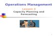 1 Operations Management Lesson 4 Capacity Planning and Forecasting.