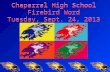 Chaparral High School Firebird Word Tuesday, Sept. 24, 2013.