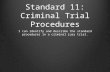 Standard 11: Criminal Trial Procedures I can identify and describe the standard procedures in a criminal jury trial.