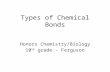 Types of Chemical Bonds Honors Chemistry/Biology 10 th grade - Ferguson.