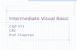 Intermediate Visual Basic CISP 371 CRC Prof. Chapman.