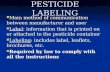 PESTICIDE LABELING Main method of communication between manufacturer and user Main method of communication between manufacturer and user Label: information.