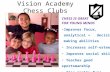 Vision Academy Chess Clubs CHESS IS GREAT FOR YOUNG MINDS Improves focus, analytical + decision making abilities Increases self-esteem Improves social.