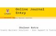 Online Journal Entry Finance Business Solutions Shaleen Batra Finance Business Solutions – User Support & Training.