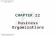 CHAPTER 22 Business Organizations. 2 SOLE PROPRIETORSHIP  Simplest form of business entity.  The owner is the business.  The owner owns all the assets.