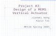 Project #3: Design of a MEMS Vertical Actuator Jianwei Heng Alvin Tai ME128 Spring 2005.