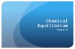 Chemical Equilibrium Chapter 15. The Concept of Chemical Equilibrium Chemical equilibrium occurs when opposing reactions are proceeding at equal rates