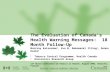 The Evaluation of Canada’s Health Warning Messages: 18 Month Follow-Up Murrray Kaiserman 1, Eva M. Makomaski Illing 1, Donna Dasko 2 1 Tobacco Control.