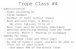 Trope Class #4 Administrative – Audio recording on – Slide handout – Handout of texts without vowels – Next and last class is March 1 No class February.