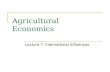 Agricultural Economics Lecture 7: International Influences.