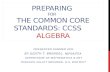 PREPARING FOR THE COMMON CORE STANDARDS: CCSS ALGEBRA PRESENTED SUMMER 2011 BY JUDITH T. BRENDEL, NJPSA/FEA SUPERVISOR OF MATHEMATICS & ART PASCACK VALLEY.