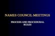 NAMES COUNCIL MEETINGS PROCESS AND PROCEDURAL RULES.
