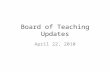 Board of Teaching Updates April 22, 2010. Overview Title II Reporting Amended PEPER Updates Special Education Updates MTLE Development Progress Legislative.