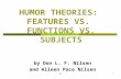 261 HUMOR THEORIES: FEATURES VS. FUNCTIONS VS. SUBJECTS by Don L. F. Nilsen and Alleen Pace Nilsen.
