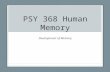 PSY 368 Human Memory Development of Memory. Our focus so far elderlyinfancy childhood adulthood This Week.
