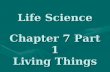 Life Science Chapter 7 Part 1 Living Things. Characteristics of Living Things All living things are composed of cells All living things are composed of.