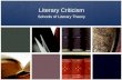 Literary Criticism Schools of Literary Theory. What is Literary Criticism? The study, analysis, and evaluation of a work of literature Each school of.