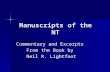 Manuscripts of the NT Commentary and Excerpts From the Book by Neil R. Lightfoot.