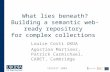 What lies beneath? Building a semantic web-ready repository for complex collections Louise Corti UKDA Agostina Martinez, Patrick Carmichael, CARET, Cambridge.