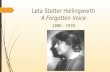 Leta Stetter Hollingworth A Forgotten Voice 1886 – 1939.