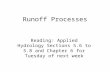 Runoff Processes Reading: Applied Hydrology Sections 5.6 to 5.8 and Chapter 6 for Tuesday of next week.
