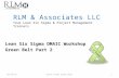 RLM & Associates LLC Your Lean Six Sigma & Project Management Trainers Lean Six Sigma DMAIC Workshop Green Belt Part 2 6 σ Green Belt 5/17/20151Kraft Foods.