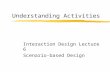 Understanding Activities Interaction Design Lecture 6 Scenario-based Design.