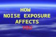 HOW NOISE EXPOSURE AFFECTS YOU. SOUND ENERGY TRAVELS IN A WAVE FORM.