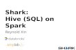 Reynold Xin Shark: Hive (SQL) on Spark. Stage 0: Map-Shuffle-Reduce Mapper(row) { fields = row.split("\t") emit(fields[0], fields[1]); } Reducer(key,
