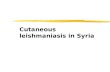 Cutaneous leishmaniasis in Syria. Leishmaniasis Introduction zInfectious disease caused by intracellular protozoan parasites of the genus Leishmania zvisceral,