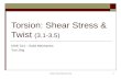 Torsion: Shear Stress & Twist1 Torsion: Shear Stress & Twist (3.1-3.5) MAE 314 – Solid Mechanics Yun Jing.