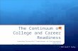 The Continuum of College and Career Readiness Creating Successful Transitions to Postsecondary Education Dr. David T. Conley, Professor, University of.