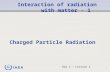 IAEA Interaction of radiation with matter - 1 Charged Particle Radiation Day 2 – Lecture 1 1.