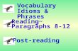 Vocabulary Idioms & Phrases Reading~ Paragraphs 8-12 Post-reading.