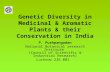 Genetic Diversity in Medicinal & Aromatic Plants & their Conservation in India P. Pushpangadan National Botanical research Institute (Council of Scientific.