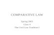 COMPARATIVE LAW Spring 2003 Class 4 The Civil Law Tradition I.