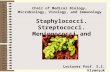 Chair of Medical Biology, Microbiology, Virology, and Immunology Staphylococci. Streptococci. Meningococci and Gonococci Lecturer Prof. S.I. Klymnyuk.
