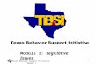 Texas Behavior Support Initiative: Module 1 1 Module 1: Legislative Issues.